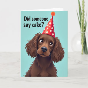 Carte d'anniversaire avec un chapeau de chien fant