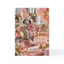 Carte d'anniversaire avec un chien dalmatien migno
