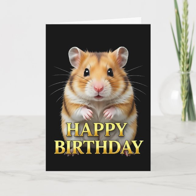 CARTE D'ANNIVERSAIRE AVEC UN HAMSTER EN GROS PLAN  (Devant)