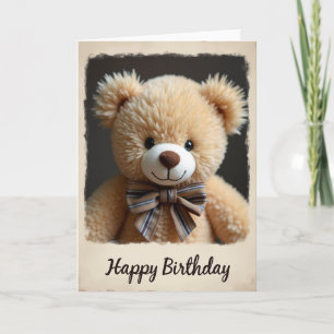 Carte d'anniversaire avec un jouet en peluche doux