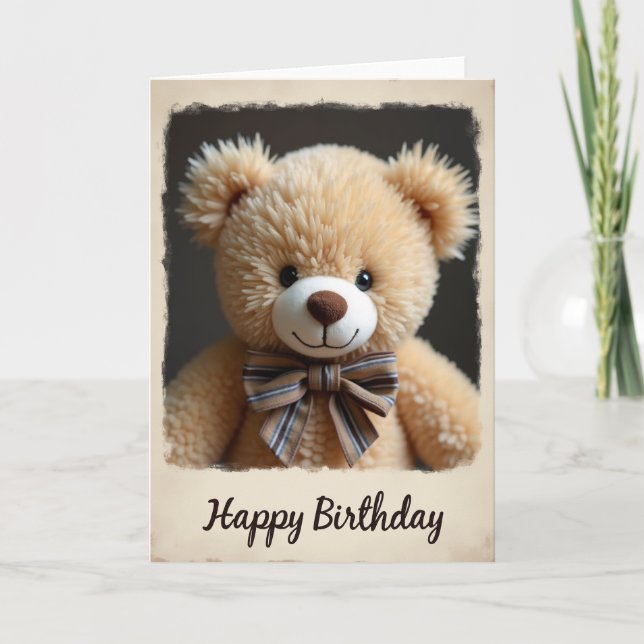 Carte d'anniversaire avec un jouet en peluche doux (Devant)