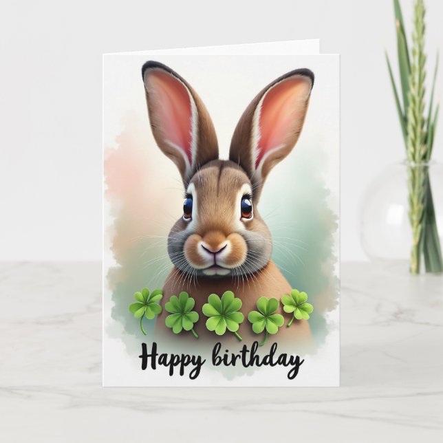Carte d'anniversaire avec un lapin fantaisiste (Devant)
