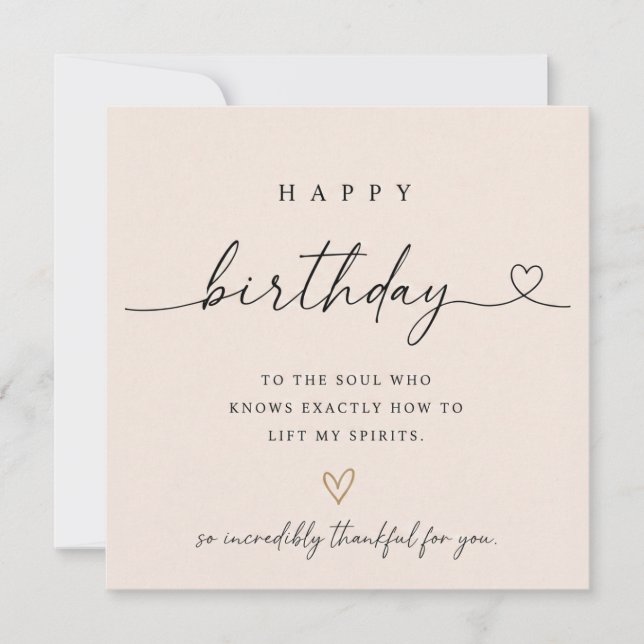 Carte d'anniversaire, avec un message expressif. (Devant)