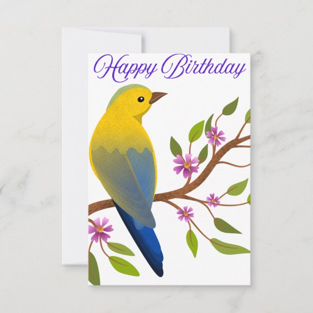 Carte d'anniversaire avec un oiseau coloré (Devant)