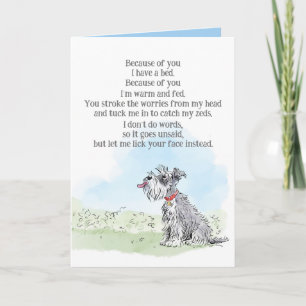 Carte d'anniversaire avec un poème drôle du chien