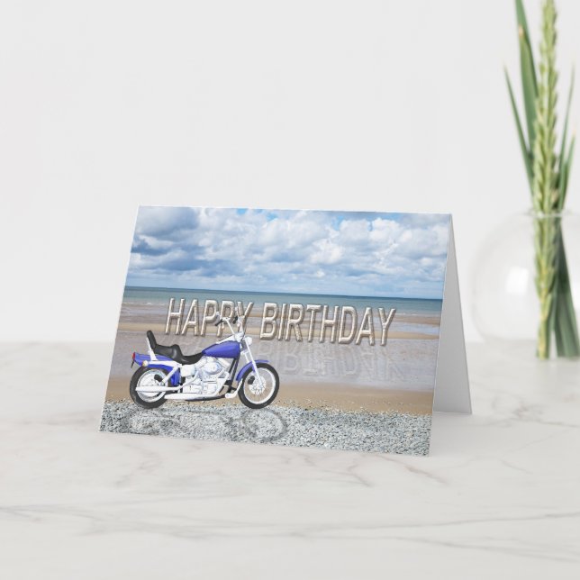 Carte d'anniversaire avec un vélo de moteur (Devant)