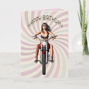 Cartes De Vœux Fille Moto Zazzle Fr