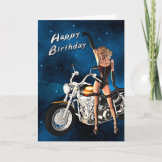 Carte d'anniversaire avec une motocyclette