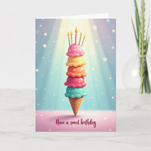 Carte d'anniversaire avec une pile de glace