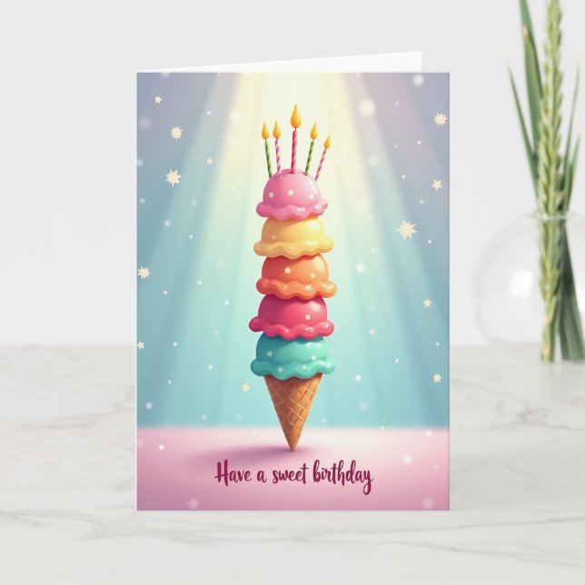 Carte d'anniversaire avec une pile de glace (Devant)