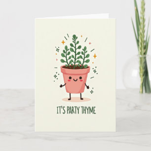Carte d'anniversaire avec une plante en pot fantai