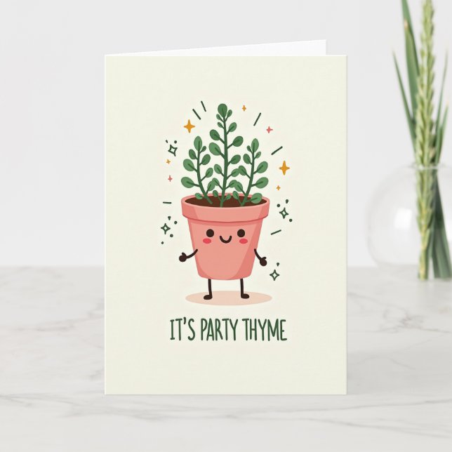 Carte d'anniversaire avec une plante en pot fantai (Devant)