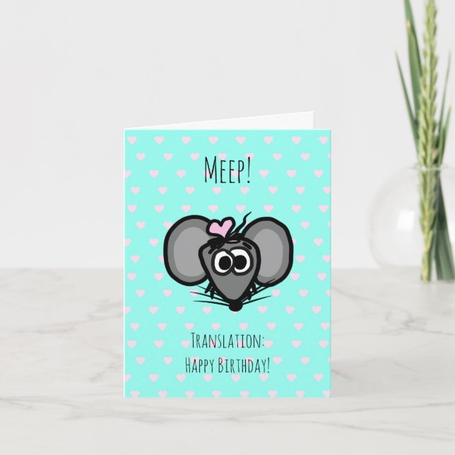 Carte d'anniversaire avec une souris mignonne (Sar (Devant)