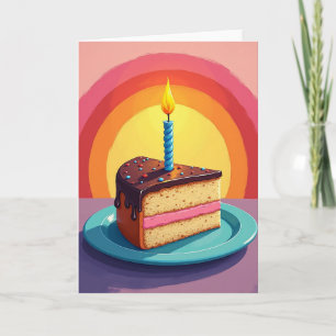 Carte d'anniversaire avec une tranche de gâteau