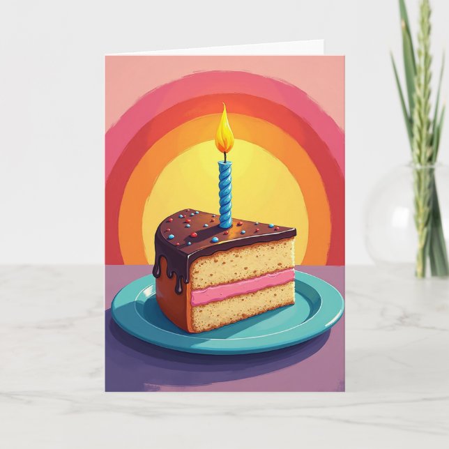 Carte d'anniversaire avec une tranche de gâteau (Devant)
