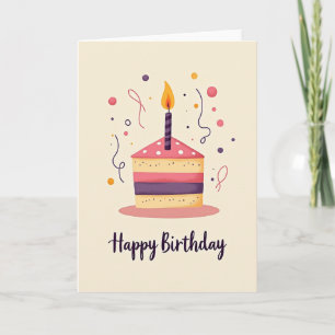 Carte d'anniversaire avec une tranche de gâteau fa
