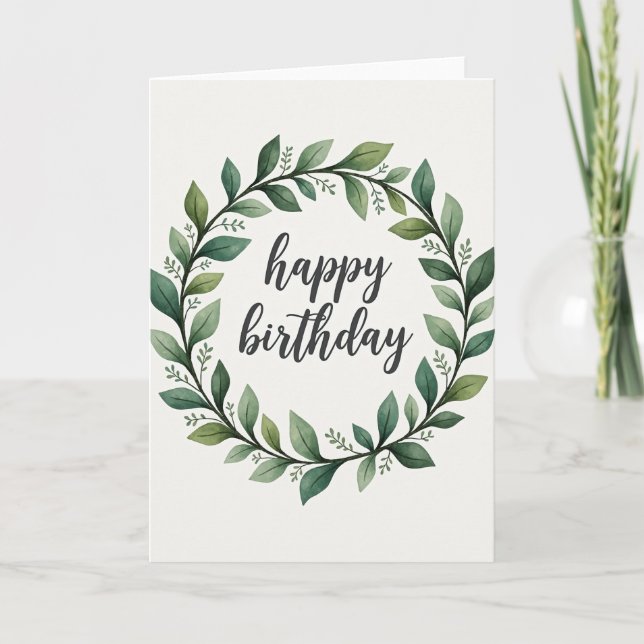 Carte d'anniversaire avec verdure (Devant)