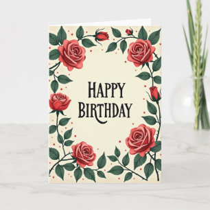 Carte d'anniversaire avec vigne encadrée