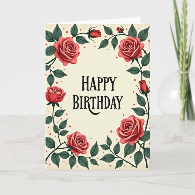 Carte d'anniversaire avec vigne encadrée (Devant)