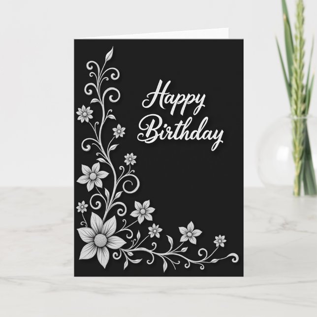 Carte d'anniversaire avec vigne scriptée (Devant)