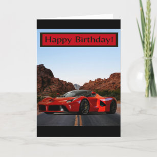 Carte d'anniversaire avec voiture de sport