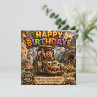 carte d'anniversaire aventure bébé grotte/collecti