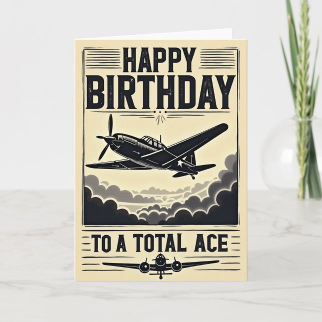 Carte d'anniversaire Avion As (Devant)