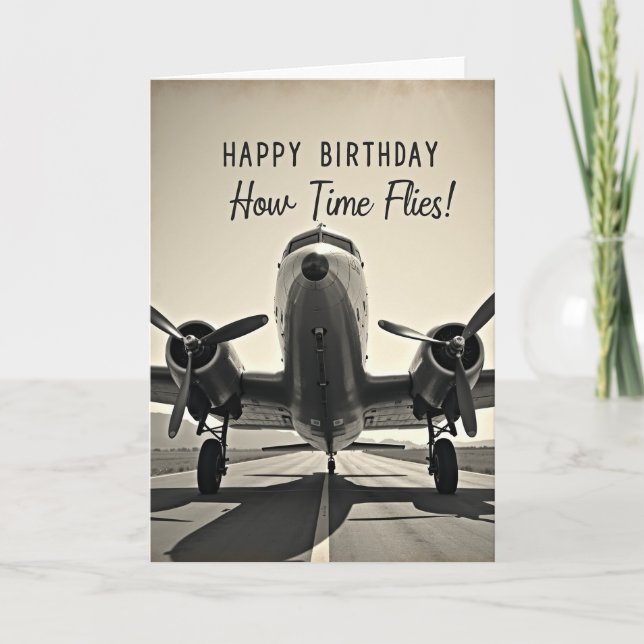 Carte d'anniversaire Avion Classique (Devant)