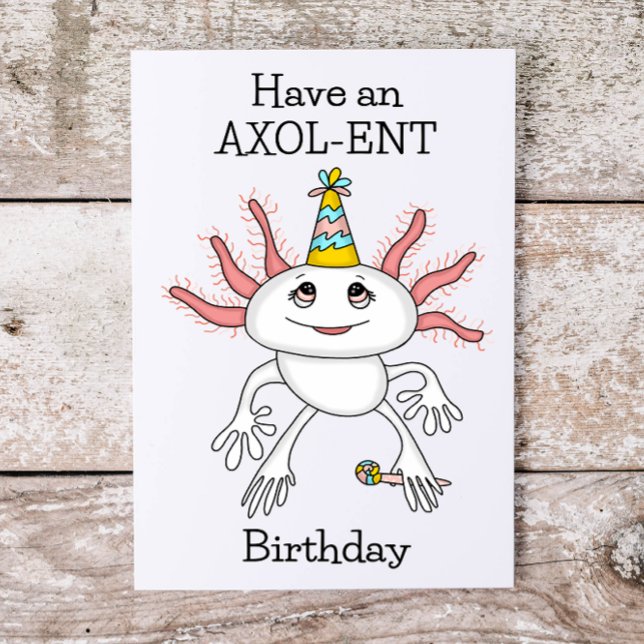 Carte d'anniversaire Axolotl avec page de coloriag (Créateur téléchargé)