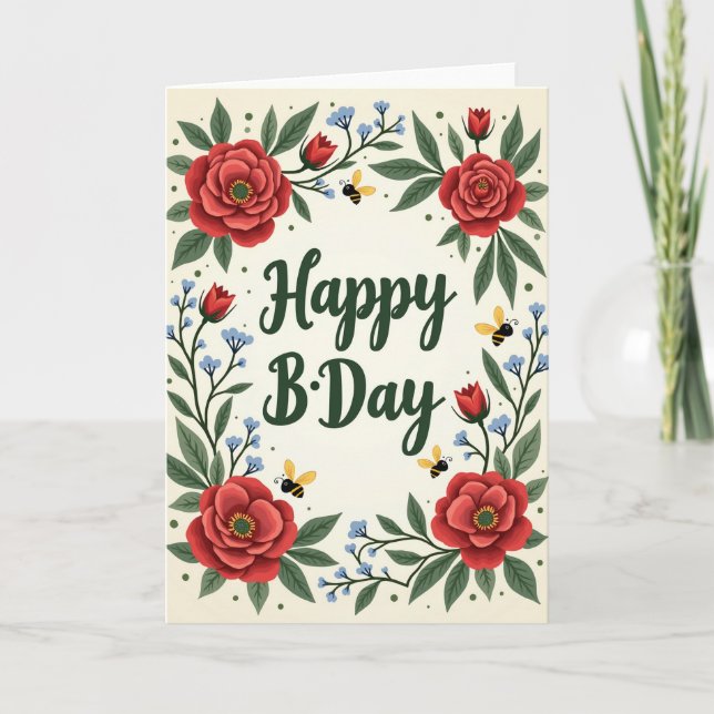 Carte d'anniversaire Azure Floret (Devant)