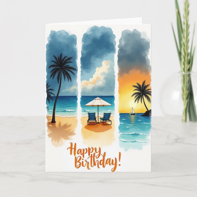 Carte d'anniversaire Azure Seascape (Devant)