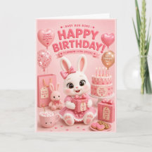 Carte d'anniversaire Baby Bun Buns pour filles ave