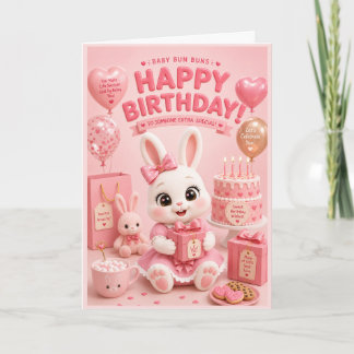 Carte d'anniversaire Baby Bun Buns pour filles ave