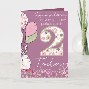 Carte Anniversaire enfants double 3 ans Lapinette rose