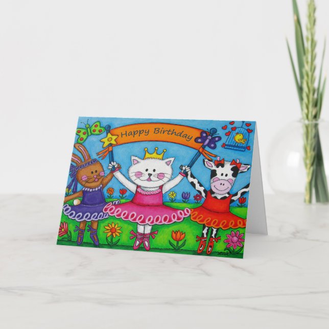 Carte d'anniversaire Ballerina Friends (Devant)