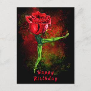 Carte d'anniversaire Ballerina Rose Ballet Dancer