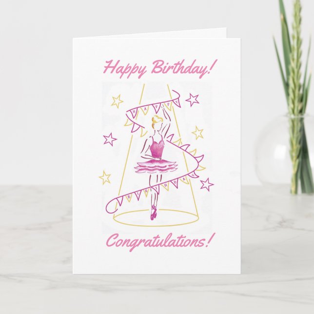 Carte d'anniversaire Ballet & Bunting (Devant)
