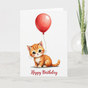 Carte d'anniversaire Ballon Chat rayé