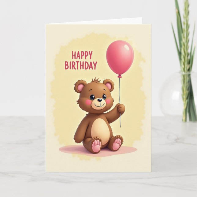 Carte d'anniversaire Ballon Ours Doux (Devant)