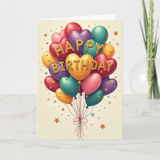 Carte d'anniversaire Ballons Brillants (Devant)