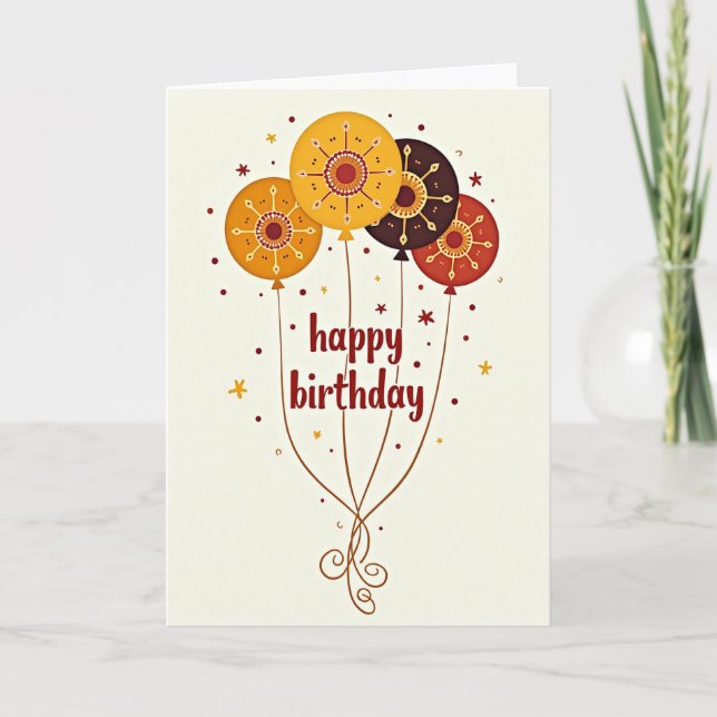 Carte d'anniversaire Ballons Dorés (Devant)