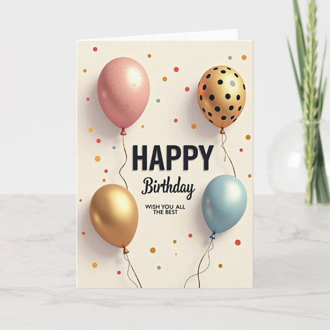 Carte d'anniversaire Ballons Dorés (Devant)