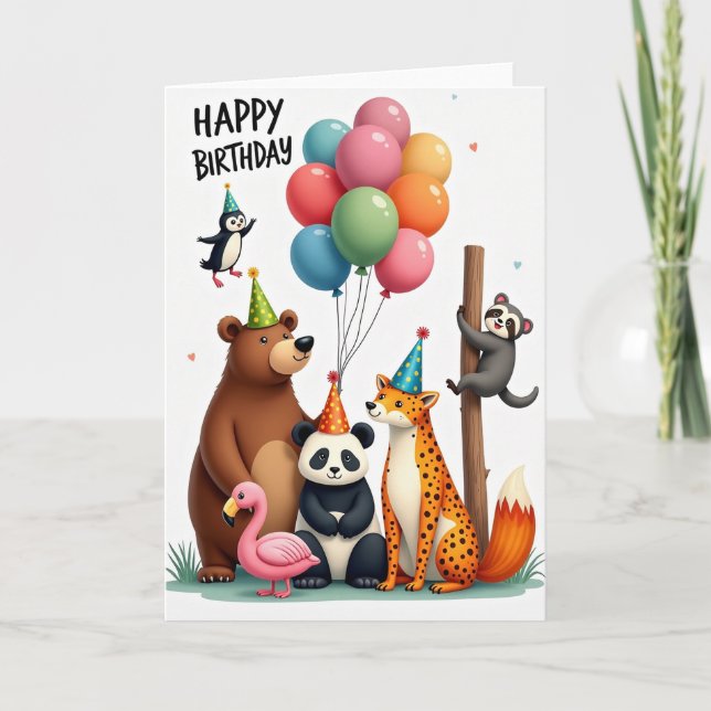 Carte d'anniversaire Balloon Friends (Devant)