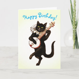 CARTE D'ANNIVERSAIRE BANJO CHAT SUR MESURE
