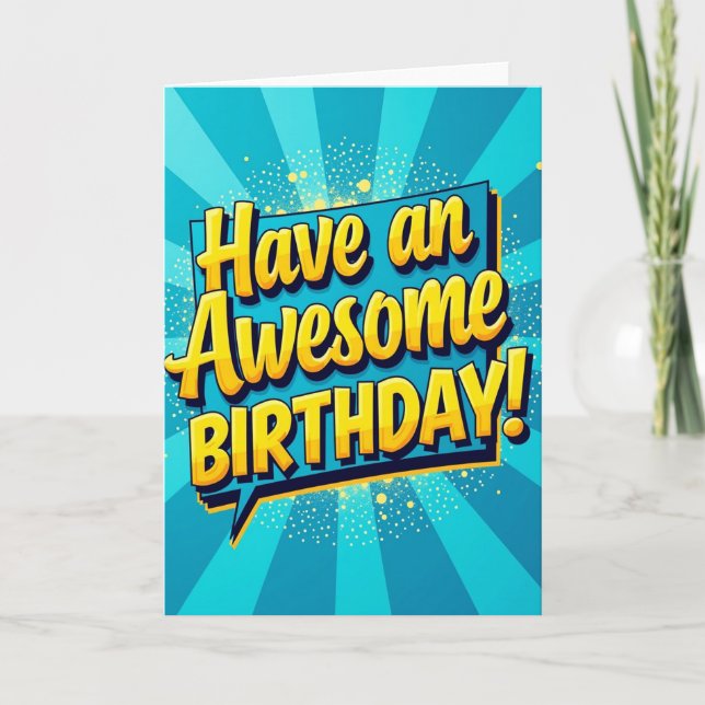Carte d'anniversaire Bannière Bleue Festive (Devant)
