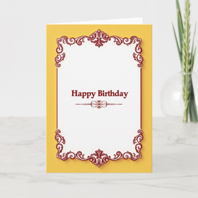 Carte d'anniversaire Baroque Doré (Devant)