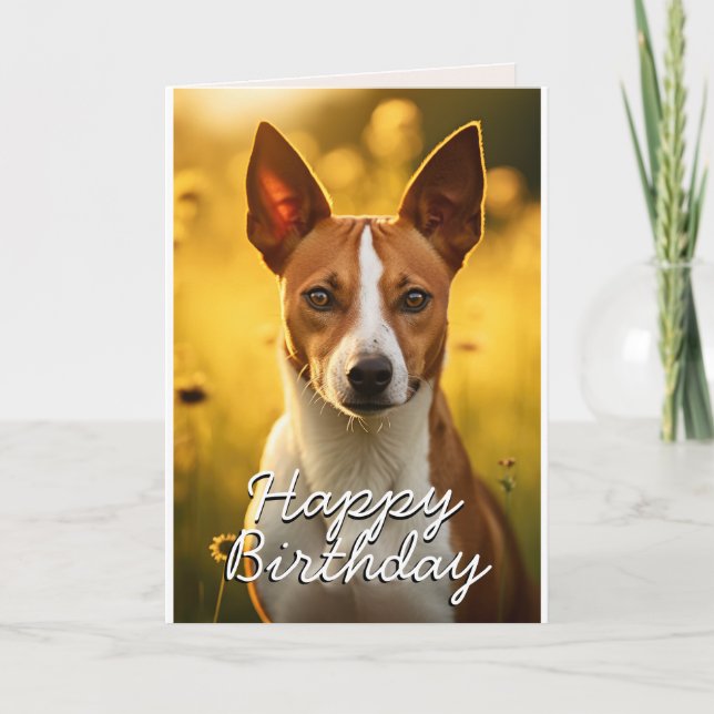 Carte d'anniversaire Basenji personnalisée (Devant)