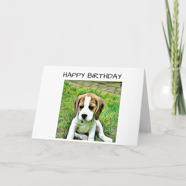 Carte d'anniversaire beagle (Devant)