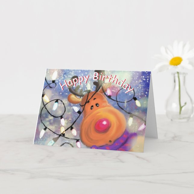 Carte d'anniversaire bébé avec joyeux renne de Noë (Petite plante)