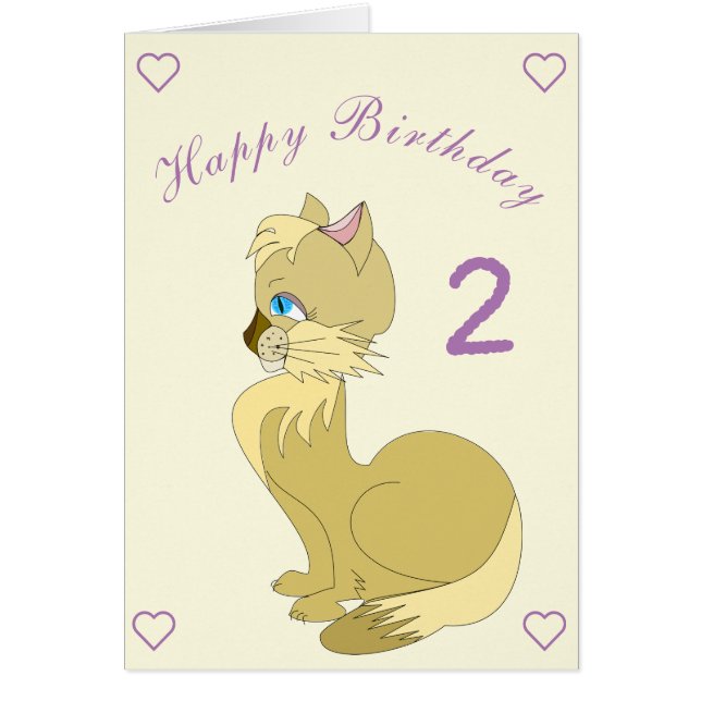 Carte d'anniversaire bébé chat bleu teint - Person (Devant)